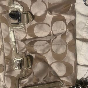 Coach Tan Shoulder Bag with Signature Pattern